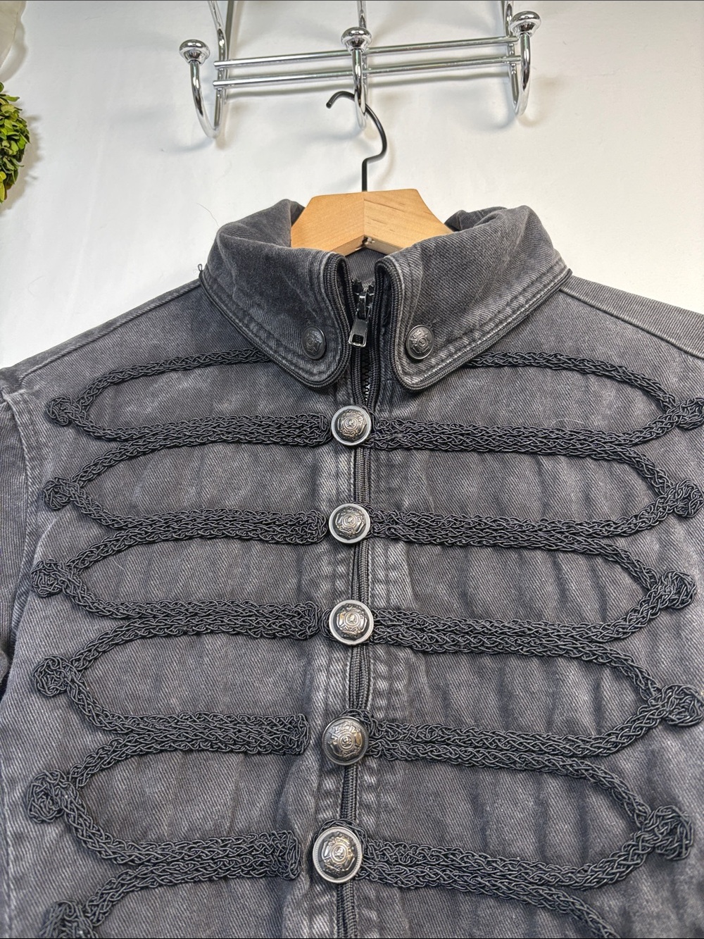 TRIPP N.Y.C. Gothic Zip Button/Loop Black Denim Jacket size XS - Picture 4 of 10